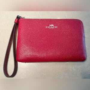 NWOT Coach Red Pebbled Leather Wristlet
